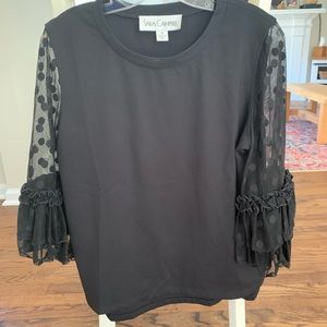 Black dressy top with fun bell sleeves